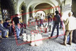 Playing Chess Under Town Hall 1983, Lucerne
