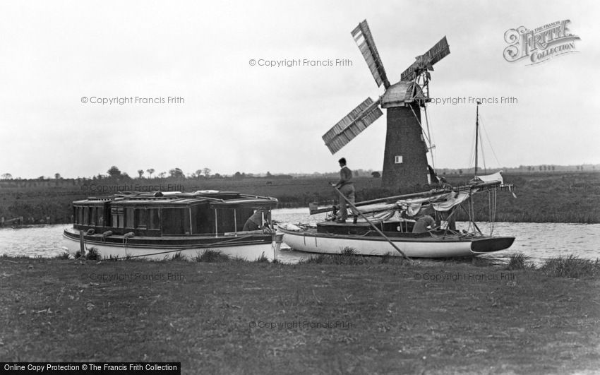 Ludham, 'Quanting' by the Windmill c1931