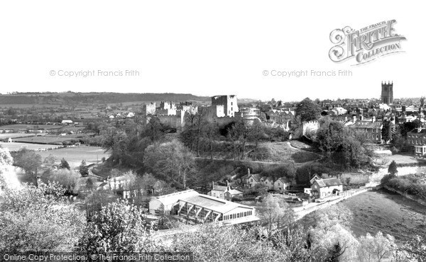 Photo of Ludlow, Castle And Pool From Whitcliffe c.1965