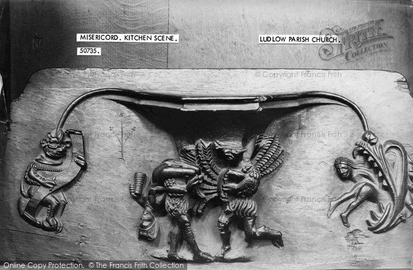 Photo of Ludlow, Parish Church, Misericord, Kitchen Scene 1903