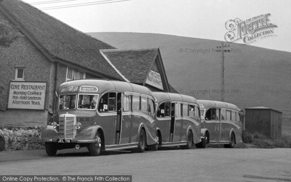 Photo of Lulworth Cove, Buses c.1955