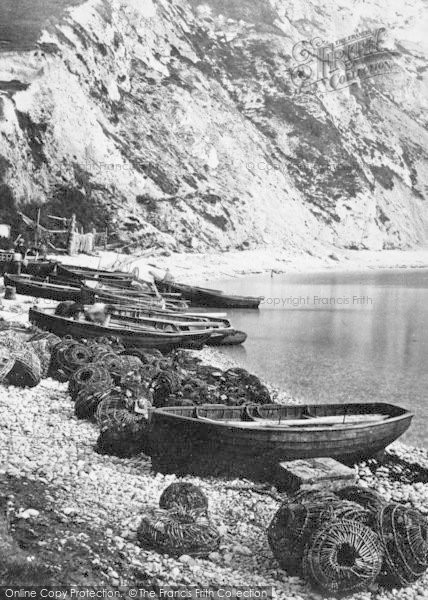 Photo of Lulworth Cove, Fishing Boats And Lobster Pots c.1877