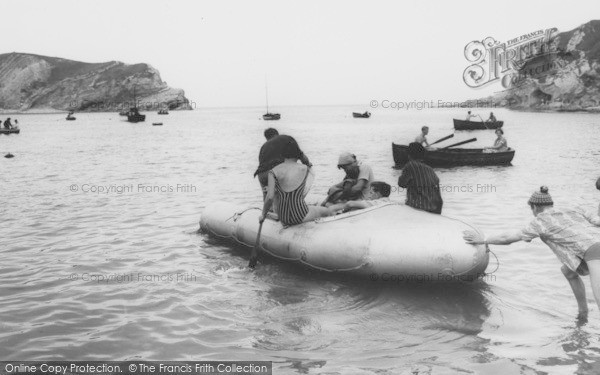 Photo of Lulworth Cove, Launching The Dinghy c.1965