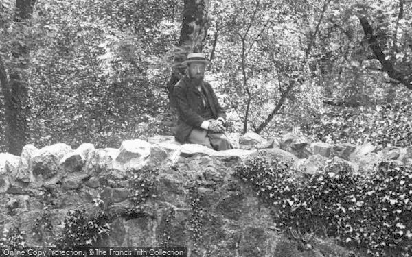 Photo of Lustleigh, A Man Sitting On Weir Bridge 1907