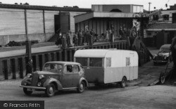 Car And Caravan Disembarking The Ferry Farringford c.1955, Lymington