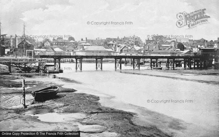 Photo of Lymington, The Bridge And Town From The River c.1895