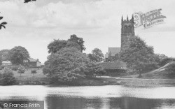 St Mary's Church And Lake c.1950, Lymm