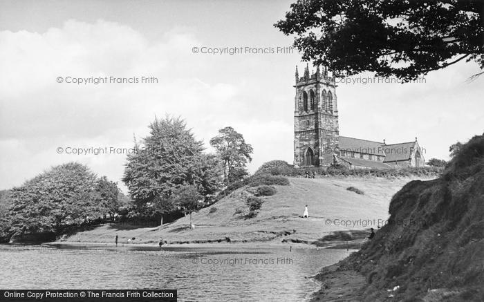 Photo of Lymm, St Mary's Church And Lake c.1955