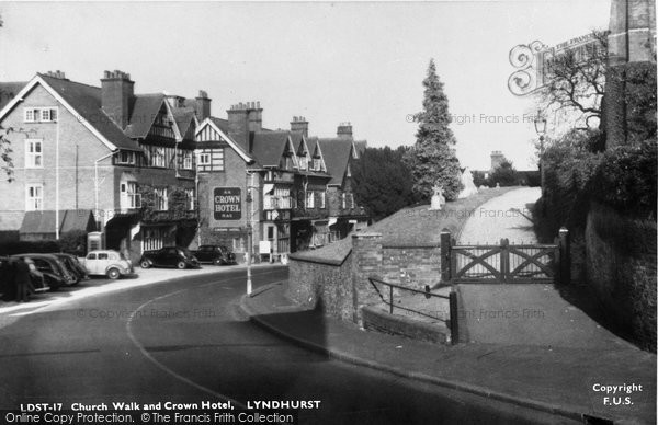 Photo of Lyndhurst, Church Walk And  Crown Hotel c.1955
