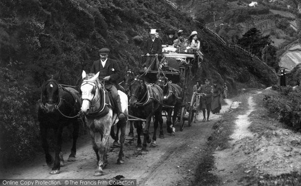 Photo of Lynmouth, Countisbury Hill, The Tourist Coach 1907
