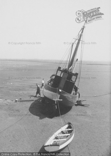 Photo of Lytham, Fishing Boat On The Beach c.1955