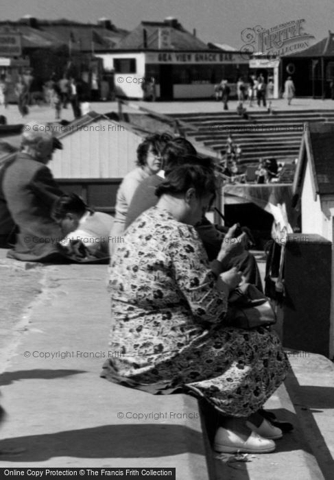 Photo of Mablethorpe, A Woman Sewing, The Beach c.1950