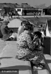 A Woman Sewing, The Beach c.1950, Mablethorpe
