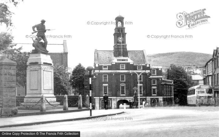Photo of Maesteg, Town Hall And War Memorial c.1955