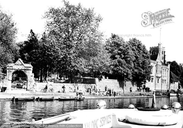 Photo of Maidstone, River Medway, Old Palace And All Saints' Church c.1955