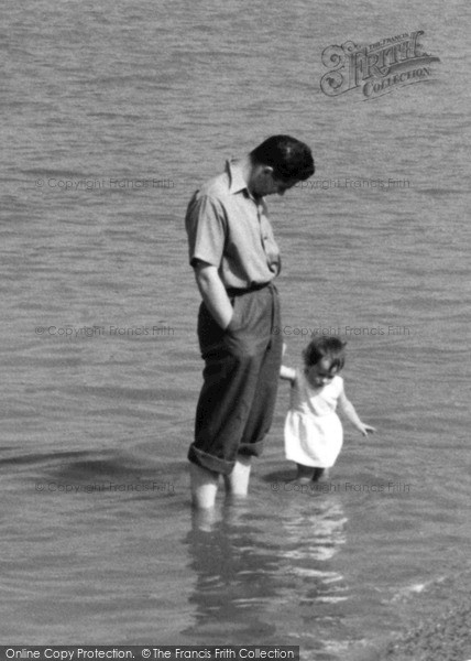 Photo of Maldon, Father And Daughter Paddling c.1955