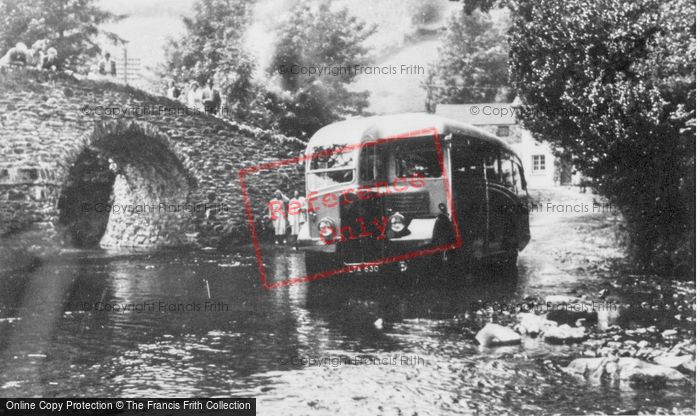 Photo of Malmsmead, Bus Crossing The Ford c.1955