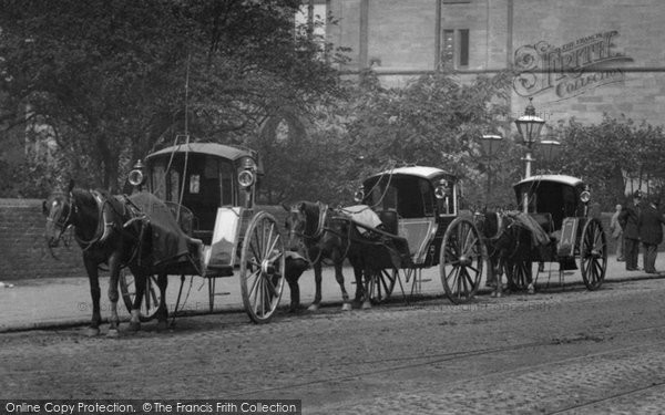 Photo of Manchester, Horsedrawn Cabs, Oxford Road 1895