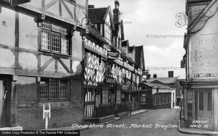 Photo of Market Drayton, Shropshire Street c.1955