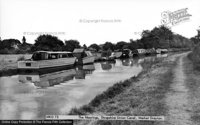 Photo of Market Drayton, The Moorings, Shropshire Union Canal c.1965