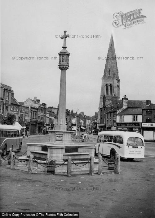 Photo of Market Harborough, War Memorial And Church c.1955