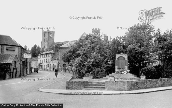 Photo of Marlborough, War Memorial And St Mary's Church c.1950