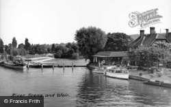 River Scene And Weir c.1955, Marlow