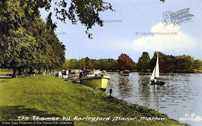 Photo of Marlow, The Thames By Harleyford Manor c.1960