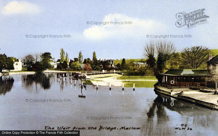 Photo of Marlow, The Weir From The Bridge c.1955