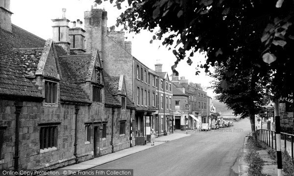 Photo of Melton Mowbray, Burton Street And Bede Houses c.1955