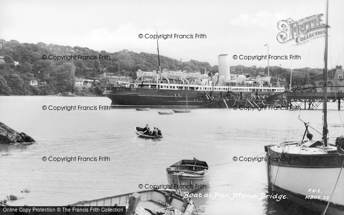 Photo of Menai Bridge, Boat At The Pier c.1950