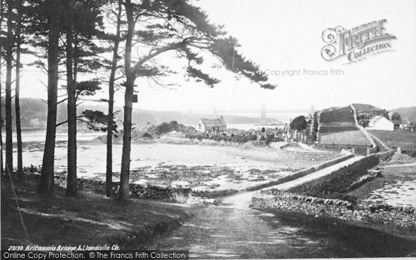 Photo of Menai Bridge, Britannia Bridge And Llandisilio Church 1890