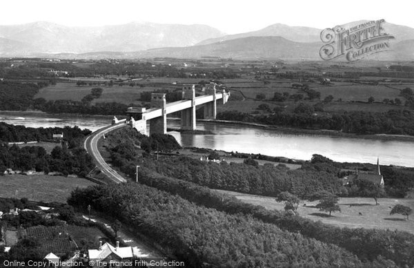 Photo of Menai Bridge, Britannia Tubular Bridge From Anglesey Column c.1870