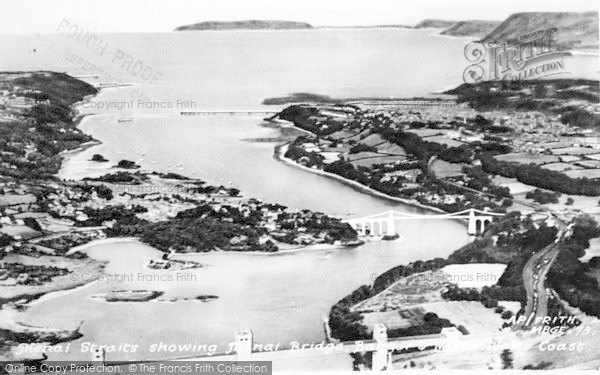 Photo of Menai Bridge, Menai Straits Showing Menai Bridge c.1955