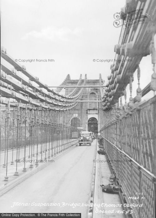 Photo of Menai Bridge, Menai Suspension Bridge c.1950