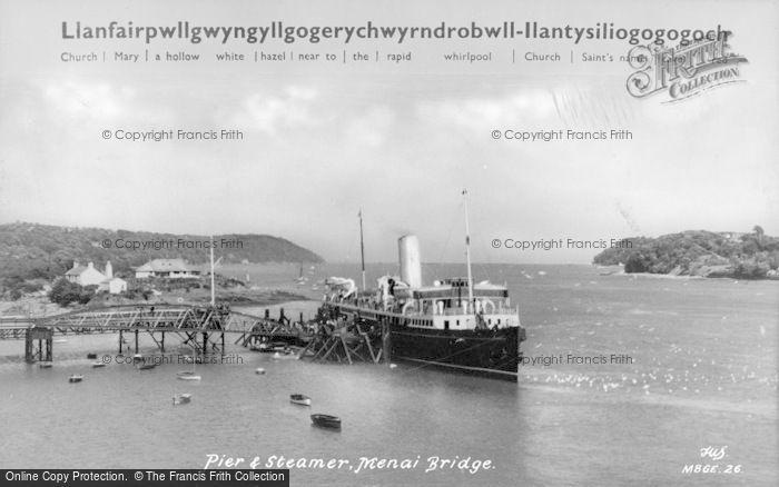 Photo of Menai Bridge, Pier And Steamer c.1950
