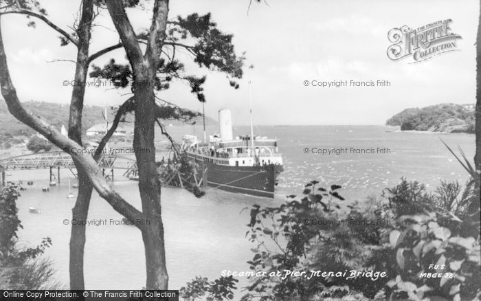 Photo of Menai Bridge, Steamer At Pier c.1950