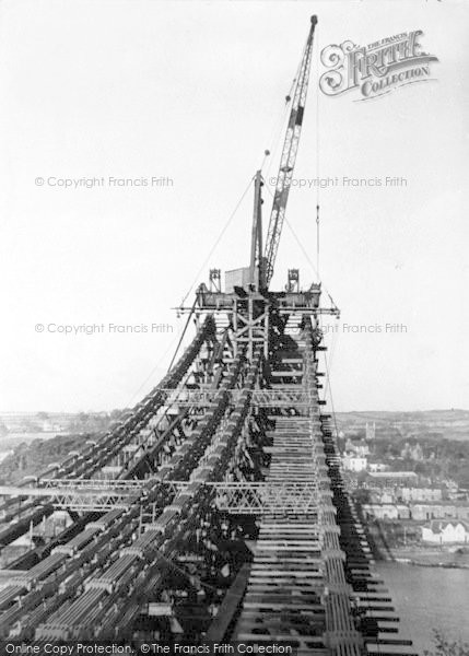Photo of Menai Bridge, Suspension Bridge During Reconstruction c.1938