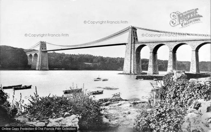 Photo of Menai Bridge, Suspension Bridge From Anglesey c.1930