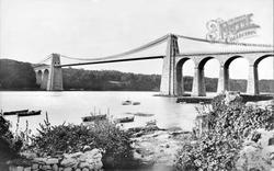 Suspension Bridge From Anglesey c.1930, Menai Bridge