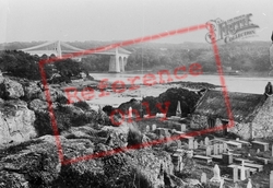 The Suspension Bridge And Llandisilio Church 1891, Menai Bridge