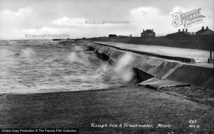 Photo of Meols, Rough Sea And Breakwater c.1955