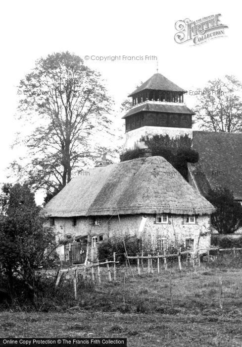 Photo of Meonstoke, Old Cottage And St Andrew's Church c.1955