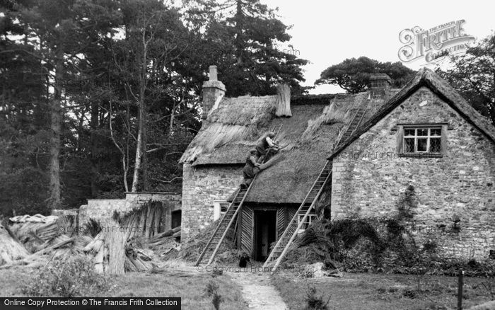 Photo of Merthyr Mawr, Rethatching The Old School c.1955