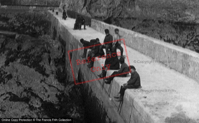 Photo of Mevagissey, Boys On The Harbour Wall 1890