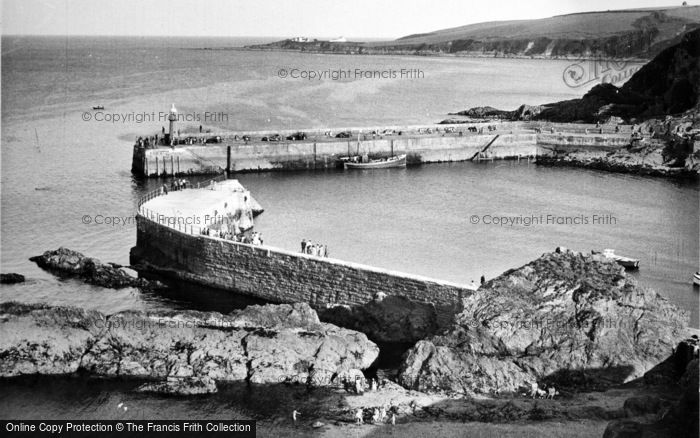 Photo of Mevagissey, Harbour Entrance And Lighthouse From Battery Point c.1955