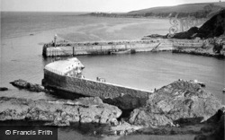 Harbour Entrance And Lighthouse From Battery Point c.1955, Mevagissey