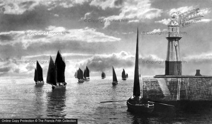 Photo of Mevagissey, Harbour Lighthouse And Fishing Fleet 1898