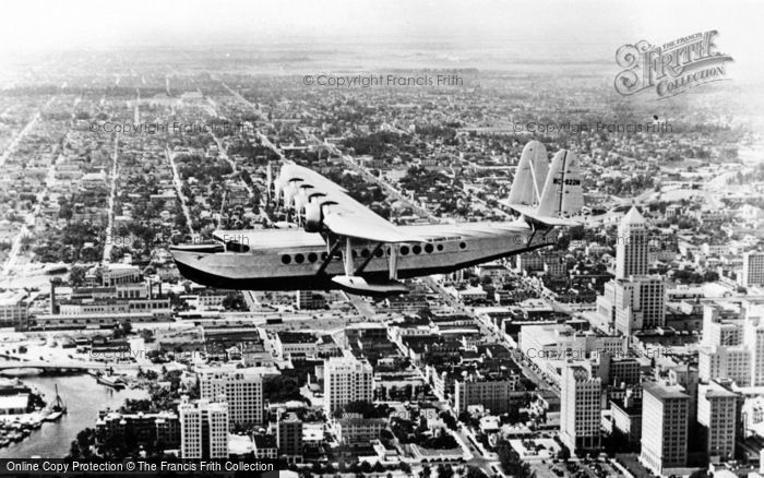 Photo of Miami, Giant Clipper Over Downtown And Bayfront Park c.1930