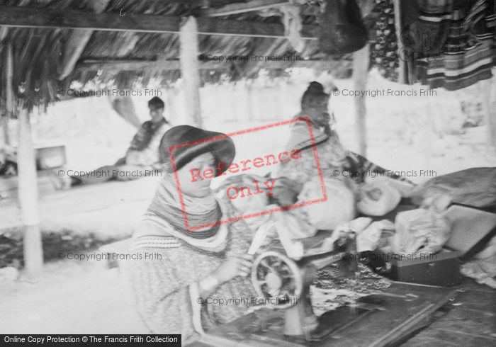 Photo of Miami, Musa Isle, Seminole Girl, Sewing c.1935